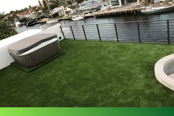 artificial grass by water