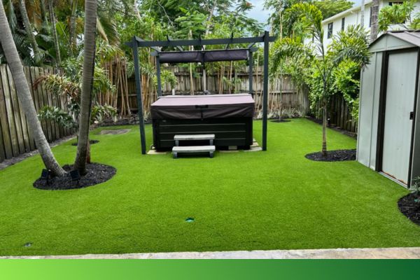 hot tub in a yard