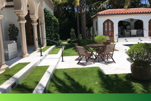 artificial turf by a home